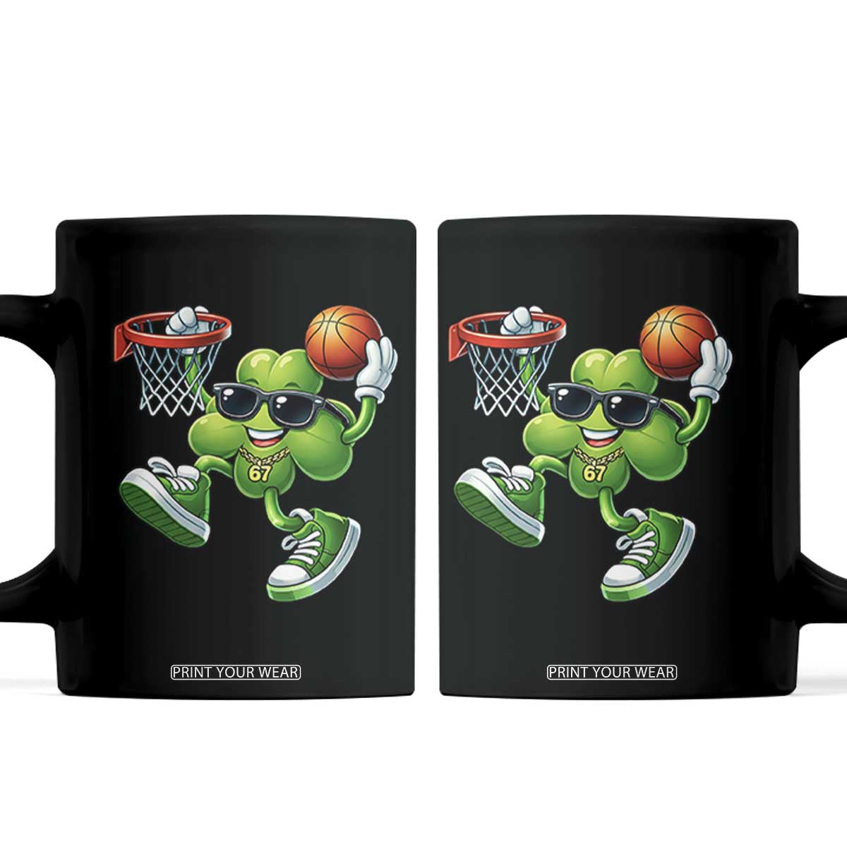 Funny 67 Meme Six Seven Basketball Shamrock St Patricks Day Coffee Mug TS11 Black Print Your Wear