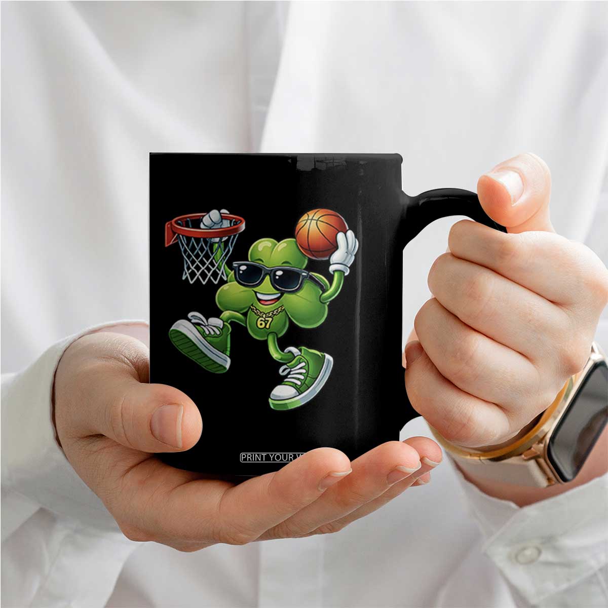 Funny 67 Meme Six Seven Basketball Shamrock St Patricks Day Coffee Mug TS11 Print Your Wear