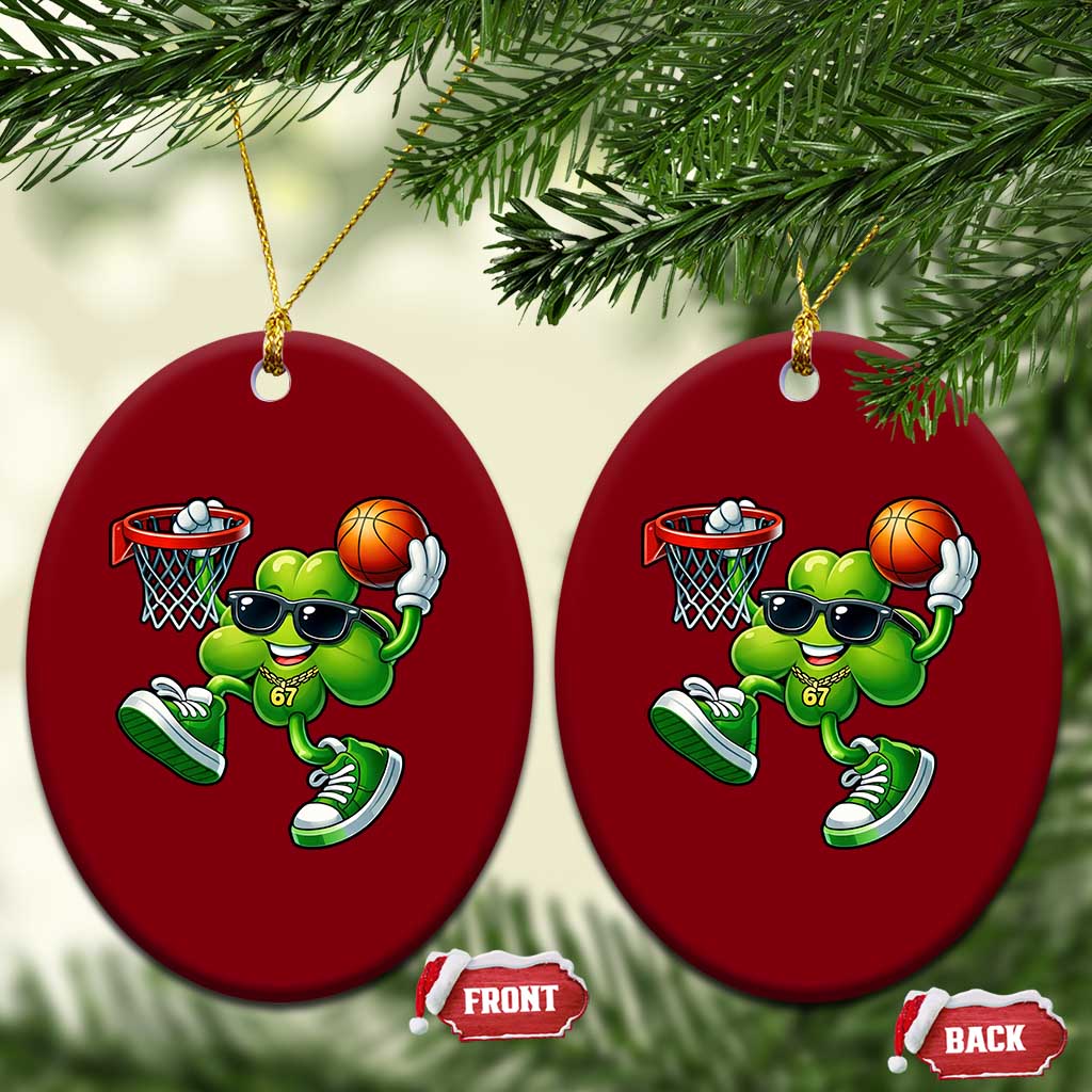 Funny 67 Meme Six Seven Basketball Shamrock St Patricks Day Ceramic Ornament TS11 Print Your Wear