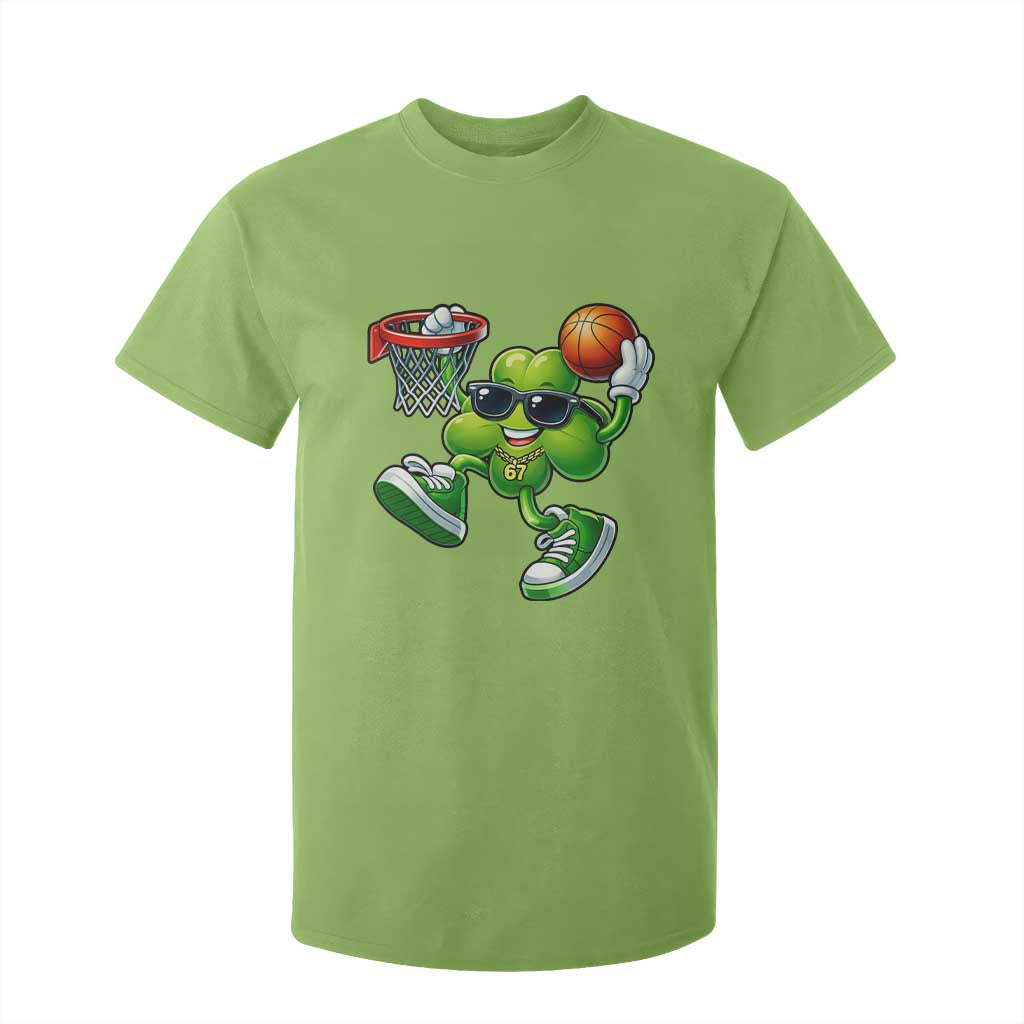 Funny 67 Meme Six Seven Basketball Shamrock St Patricks Day T Shirt For Kid TS11 Lime Print Your Wear