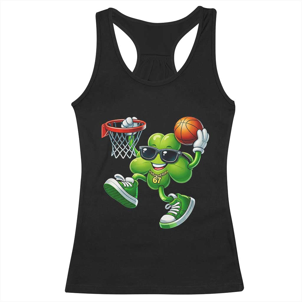 Funny 67 Meme Six Seven Basketball Shamrock St Patricks Day Racerback Tank Top TS11 Black Print Your Wear