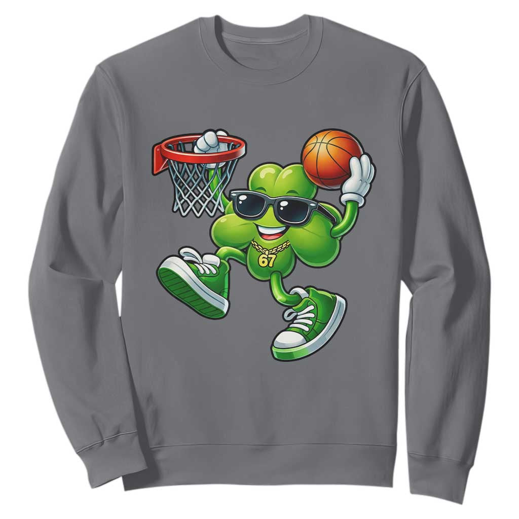Funny 67 Meme Six Seven Basketball Shamrock St Patricks Day Sweatshirt TS11 Charcoal Print Your Wear