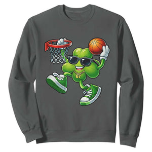 Funny 67 Meme Six Seven Basketball Shamrock St Patricks Day Sweatshirt TS11 Dark Heather Print Your Wear