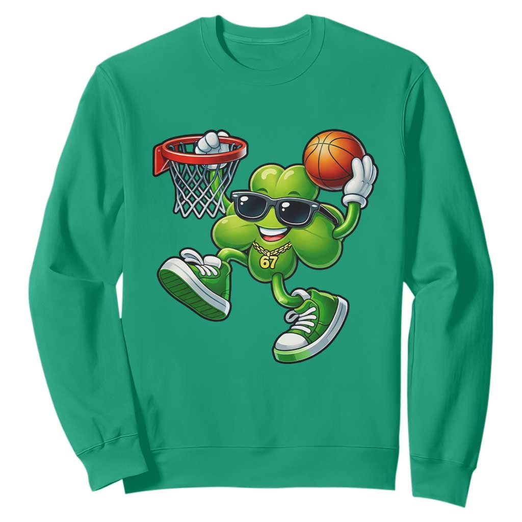 Funny 67 Meme Six Seven Basketball Shamrock St Patricks Day Sweatshirt TS11 Irish Green Print Your Wear