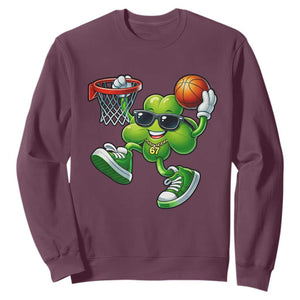 Funny 67 Meme Six Seven Basketball Shamrock St Patricks Day Sweatshirt TS11 Maroon Print Your Wear
