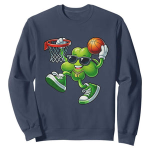 Funny 67 Meme Six Seven Basketball Shamrock St Patricks Day Sweatshirt TS11 Navy Print Your Wear