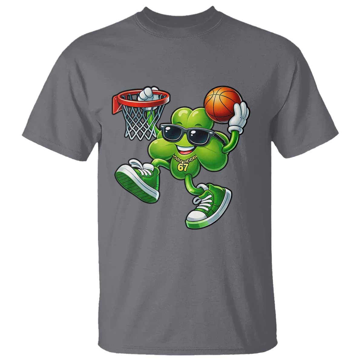 Funny 67 Meme Six Seven Basketball Shamrock St Patricks Day T Shirt TS11 Charcoal Print Your Wear