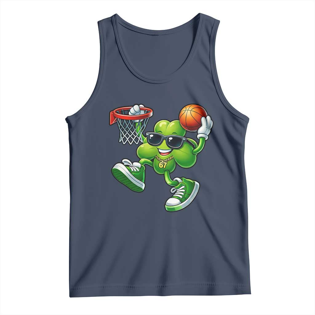 Funny 67 Meme Six Seven Basketball Shamrock St Patricks Day Tank Top TS11 Navy Print Your Wear