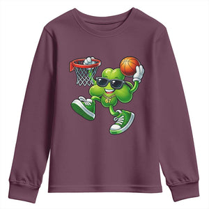 Funny 67 Meme Six Seven Basketball Shamrock St Patricks Day Youth Sweatshirt TS11 Maroon Print Your Wear