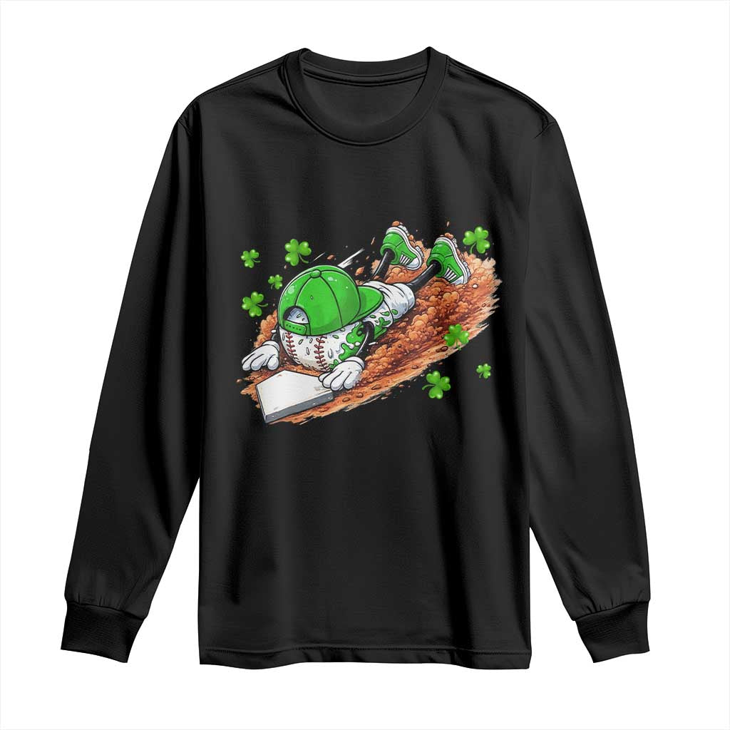 Funny Baseball St Patricks Day Home Plate Drip Long Sleeve Shirt TS11 Black Print Your Wear