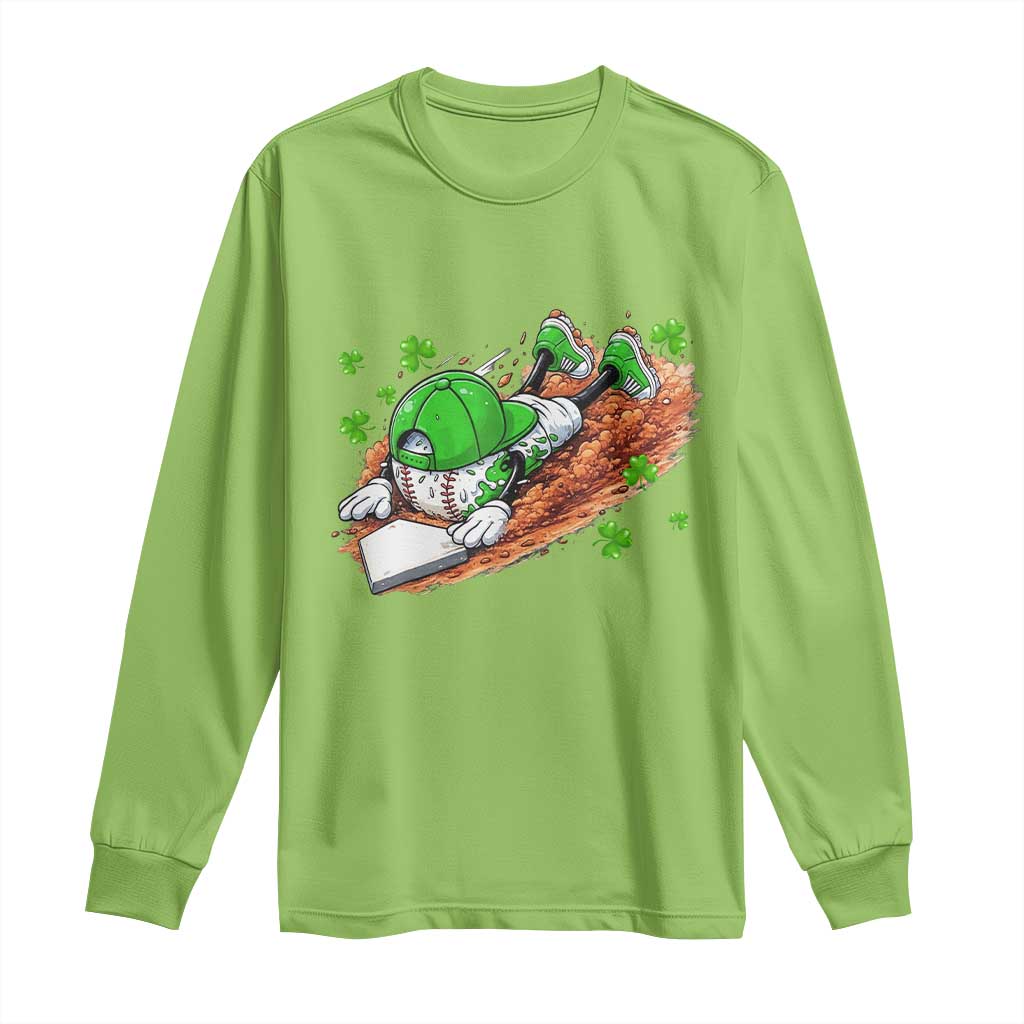 Funny Baseball St Patricks Day Home Plate Drip Long Sleeve Shirt TS11 Lime Print Your Wear
