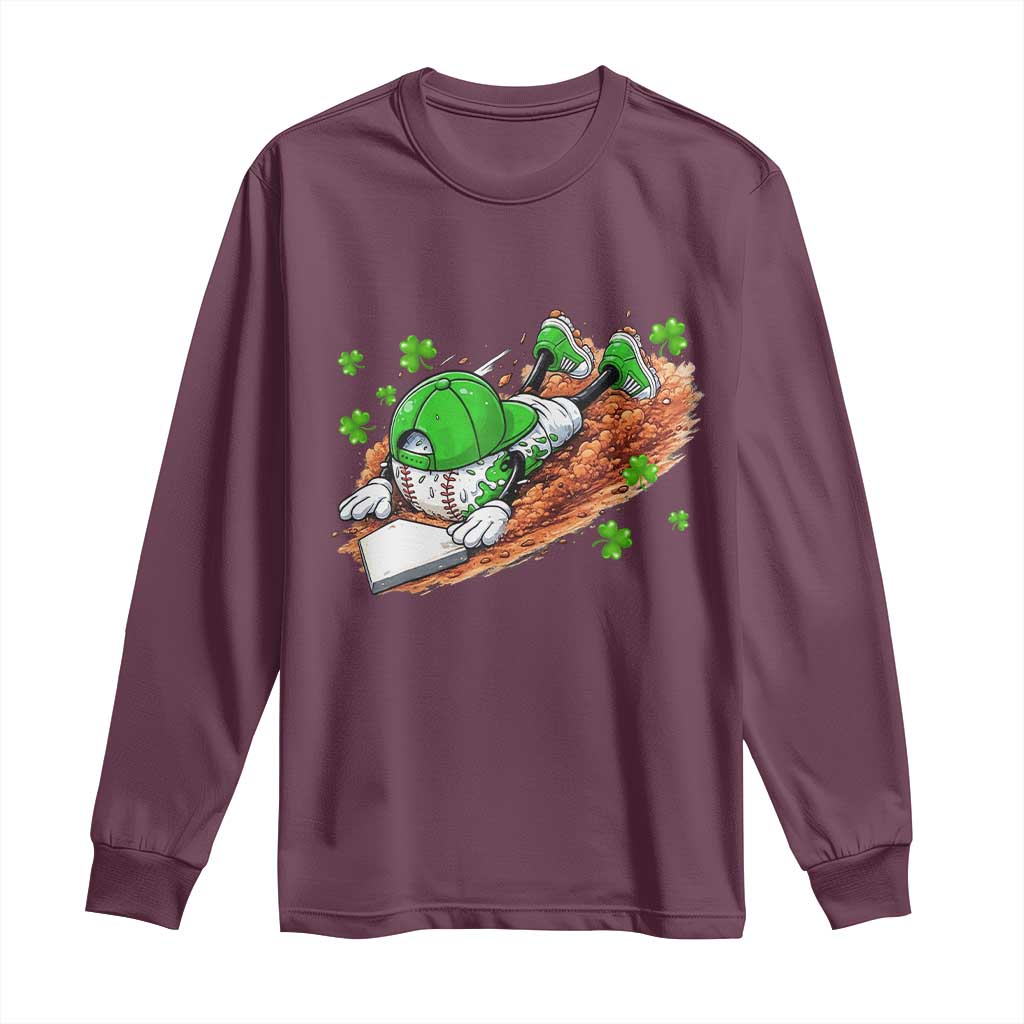 Funny Baseball St Patricks Day Home Plate Drip Long Sleeve Shirt TS11 Maroon Print Your Wear