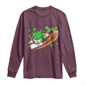 Funny Baseball St Patricks Day Home Plate Drip Long Sleeve Shirt TS11 Maroon Print Your Wear