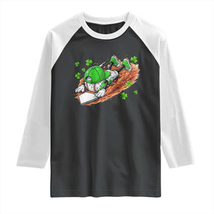 Funny Baseball St Patricks Day Home Plate Drip Raglan Shirt TS11 Black White Print Your Wear