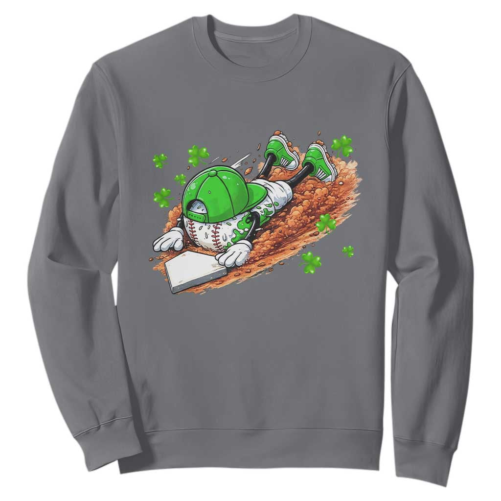 Funny Baseball St Patricks Day Home Plate Drip Sweatshirt TS11 Charcoal Print Your Wear