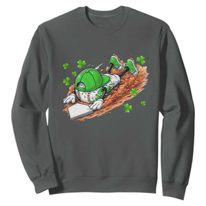 Funny Baseball St Patricks Day Home Plate Drip Sweatshirt TS11 Dark Heather Print Your Wear
