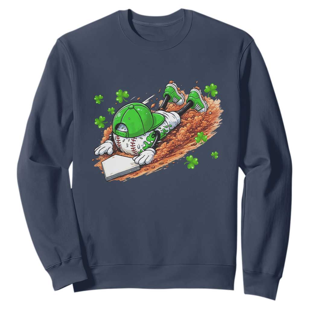 Funny Baseball St Patricks Day Home Plate Drip Sweatshirt TS11 Navy Print Your Wear