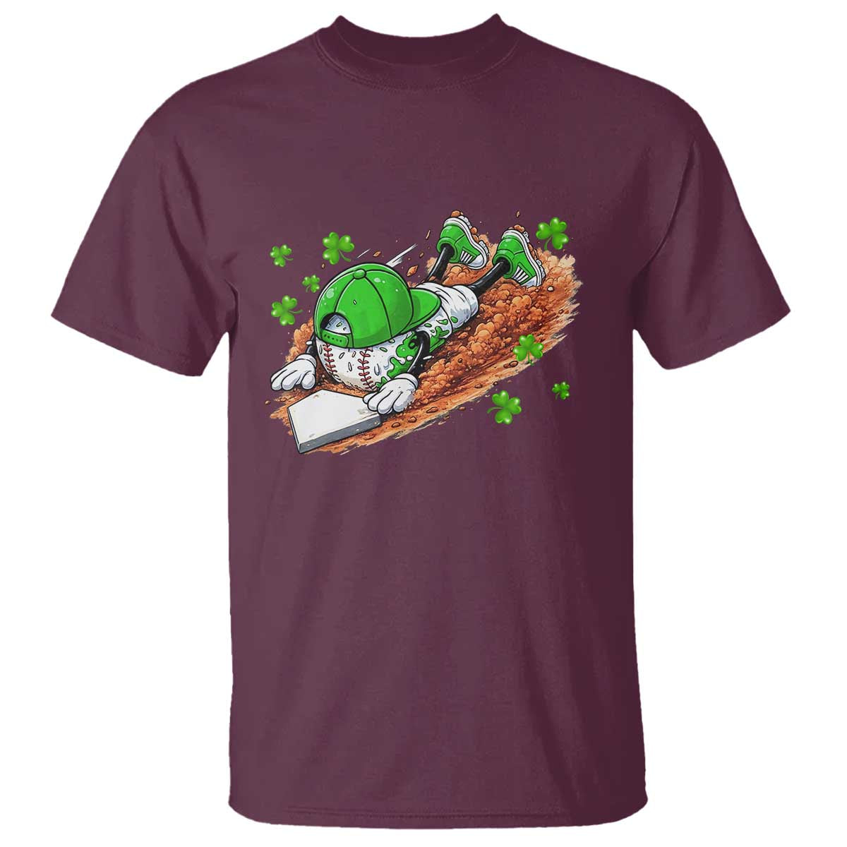 Funny Baseball St Patricks Day Home Plate Drip T Shirt TS11 Maroon Print Your Wear