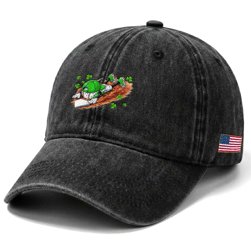 Funny Baseball St Patricks Day Home Plate Drip Washed Cotton Baseball Cap TS11 Print Your Wear