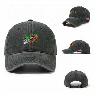 Funny Baseball St Patricks Day Home Plate Drip Washed Cotton Baseball Cap TS11 Washed Cap Universal Fit Dark Green Print Your Wear