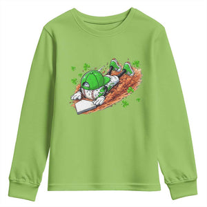 Funny Baseball St Patricks Day Home Plate Drip Youth Sweatshirt TS11 Lime Print Your Wear
