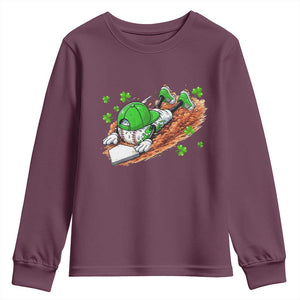 Funny Baseball St Patricks Day Home Plate Drip Youth Sweatshirt TS11 Maroon Print Your Wear