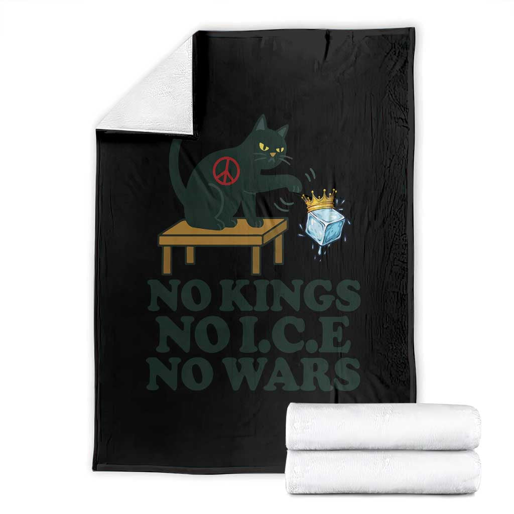 No Kings No Ice No Wars Cat Throw Blanket Funny Political Freedom Activist TS11 Black Print Your Wear