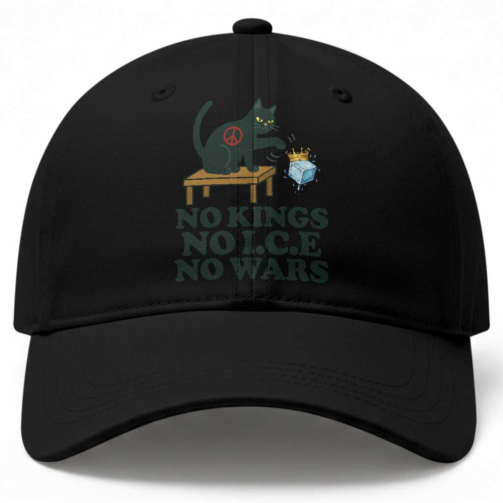 No Kings No Ice No Wars Cat Baseball Cap Funny Political Freedom Activist TS11 Print Your Wear