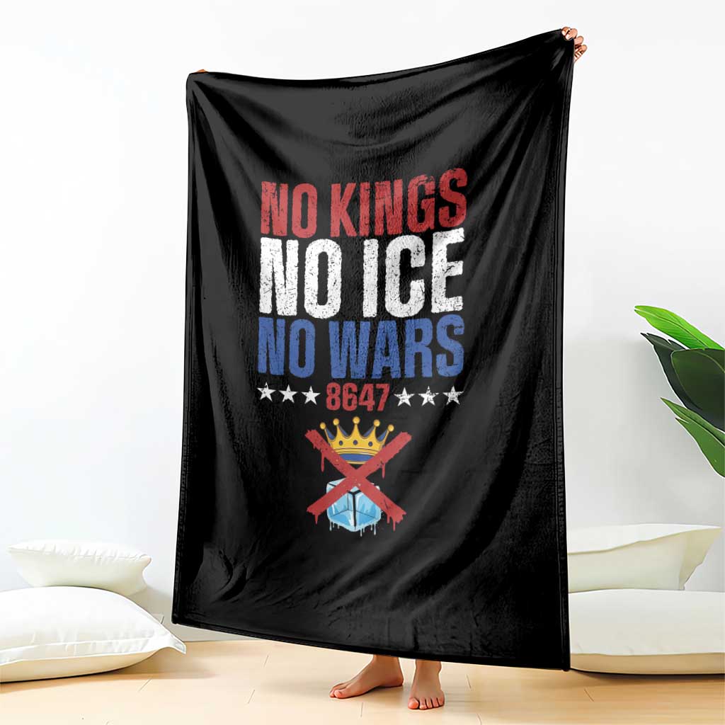 No Kings No Ice No Wars 8647 Throw Blanket Rejecting Kings Anti Authoritarian TS11 Print Your Wear