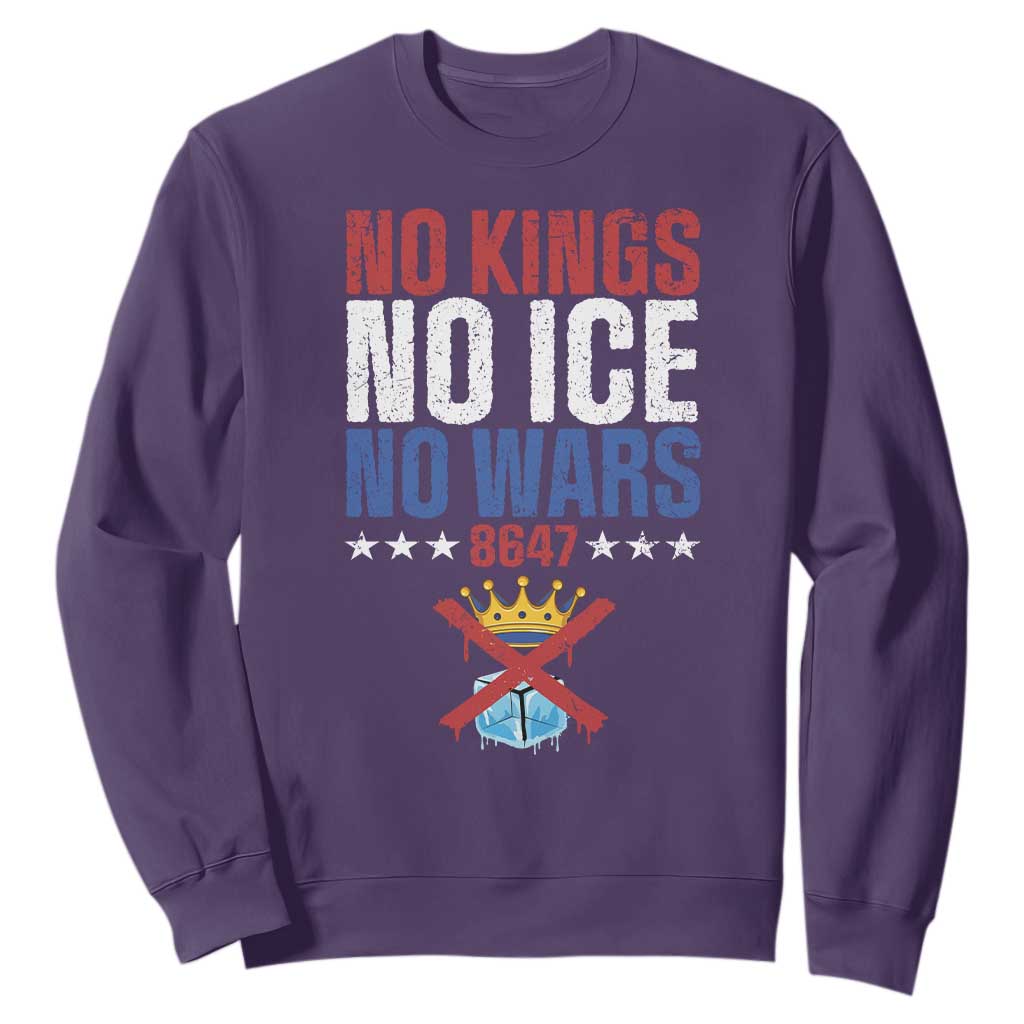 No Kings No Ice No Wars 8647 Sweatshirt Rejecting Kings Anti Authoritarian TS11 Purple Print Your Wear