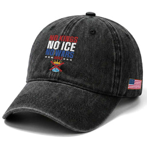 No Kings No Ice No Wars 8647 Washed Cotton Baseball Cap Rejecting Kings Anti Authoritarian TS11 Print Your Wear