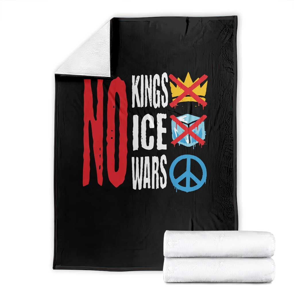 No Kings No Ice No Wars Throw Blanket Political Protest Peace Sign TS11 Black Print Your Wear