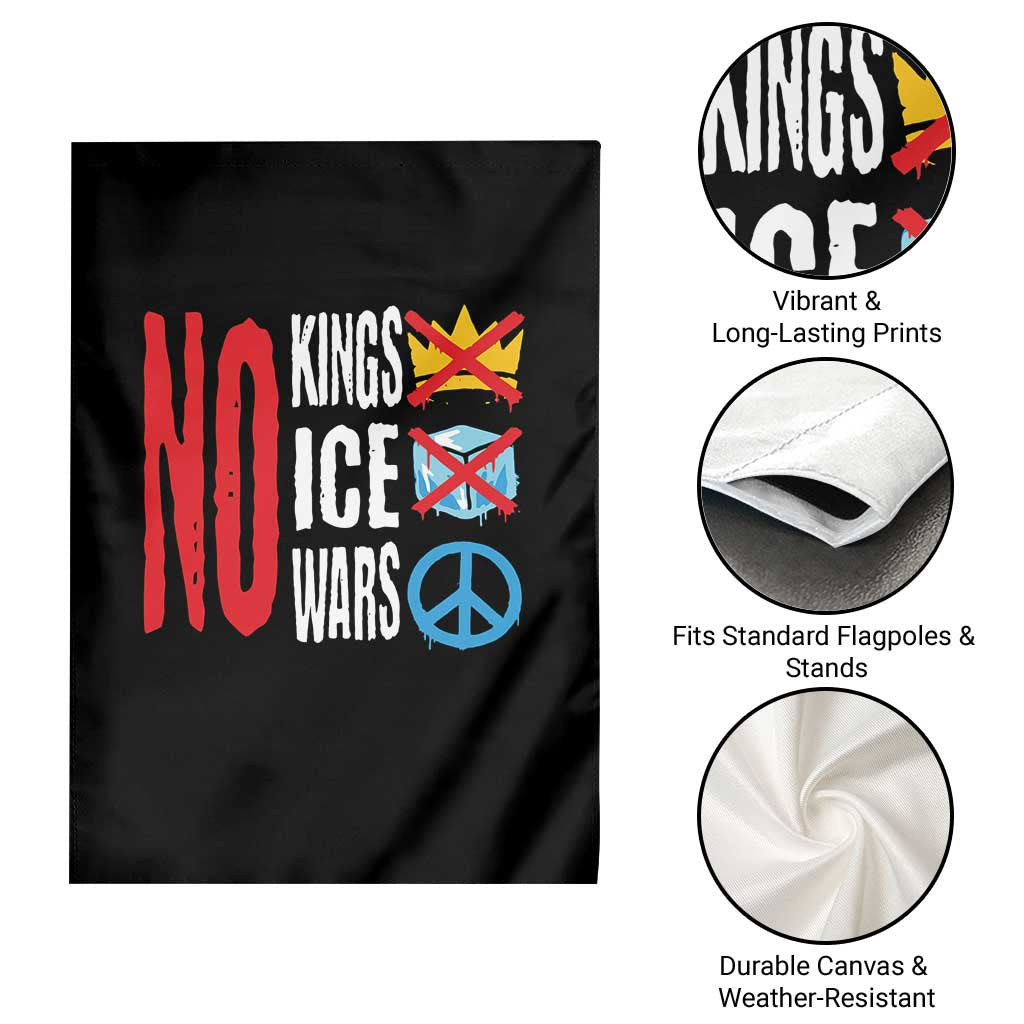 No Kings No Ice No Wars Garden Flag Political Protest Peace Sign TS11 Print Your Wear