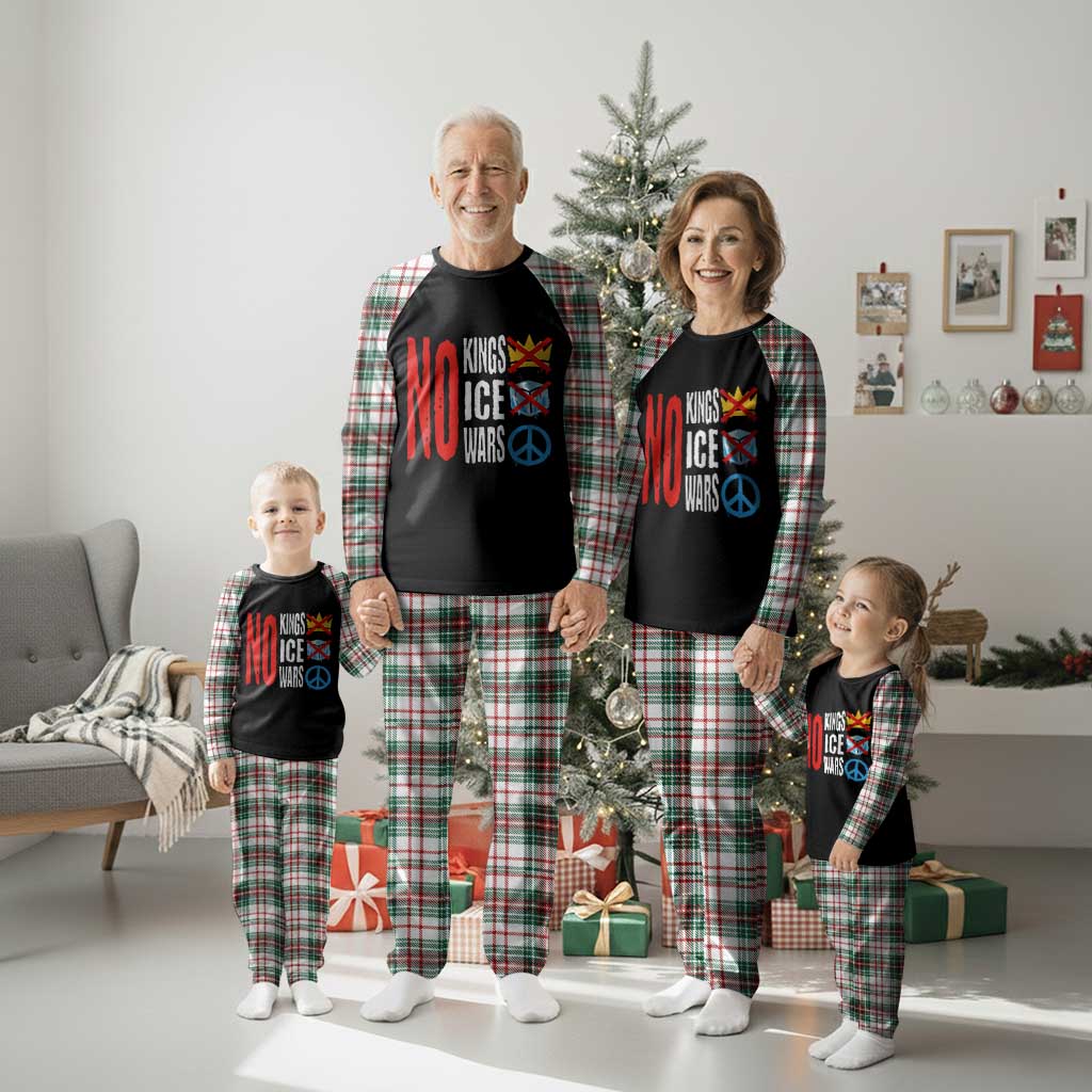 No Kings No Ice No Wars Plaid Pajama Set Political Protest Peace Sign TS11 Christmas Plaid Print Your Wear