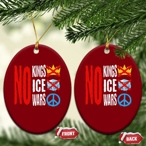 No Kings No Ice No Wars Ceramic Ornament Political Protest Peace Sign TS11 Print Your Wear