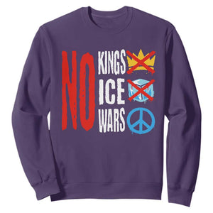No Kings No Ice No Wars Sweatshirt Political Protest Peace Sign TS11 Purple Print Your Wear