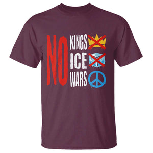 No Kings No Ice No Wars T Shirt Political Protest Peace Sign TS11 Maroon Print Your Wear
