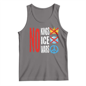 No Kings No Ice No Wars Tank Top Political Protest Peace Sign TS11 Deep Heather Print Your Wear