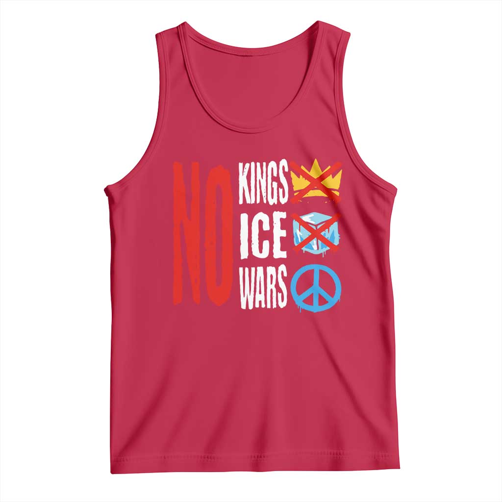 No Kings No Ice No Wars Tank Top Political Protest Peace Sign TS11 Red Print Your Wear