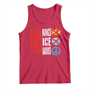 No Kings No Ice No Wars Tank Top Political Protest Peace Sign TS11 Red Print Your Wear
