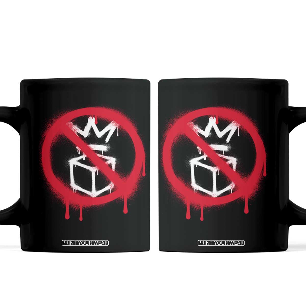 No Kings No Ice Protest Coffee Mug Vintage Political Stop Sign Graffiti Graphic TS11 Black Print Your Wear
