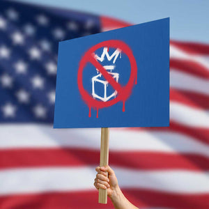 No Kings No Ice Protest Protest Sign Vintage Political Stop Sign Graffiti Graphic TS11 Horizontal 18" × 24" Blue Print Your Wear