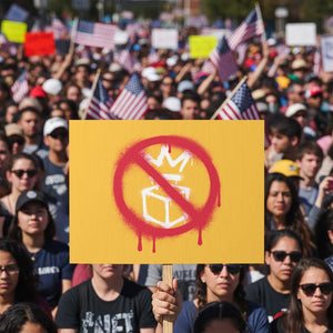 No Kings No Ice Protest Protest Sign Vintage Political Stop Sign Graffiti Graphic TS11 Horizontal 18" × 24" Yellow Print Your Wear
