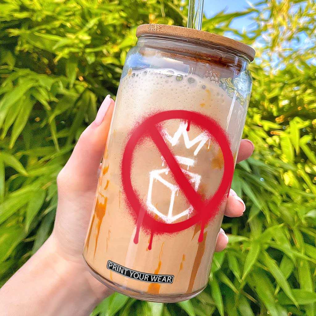 No Kings No Ice Protest Glass Can Vintage Political Stop Sign Graffiti Graphic TS11 Black Print Your Wear
