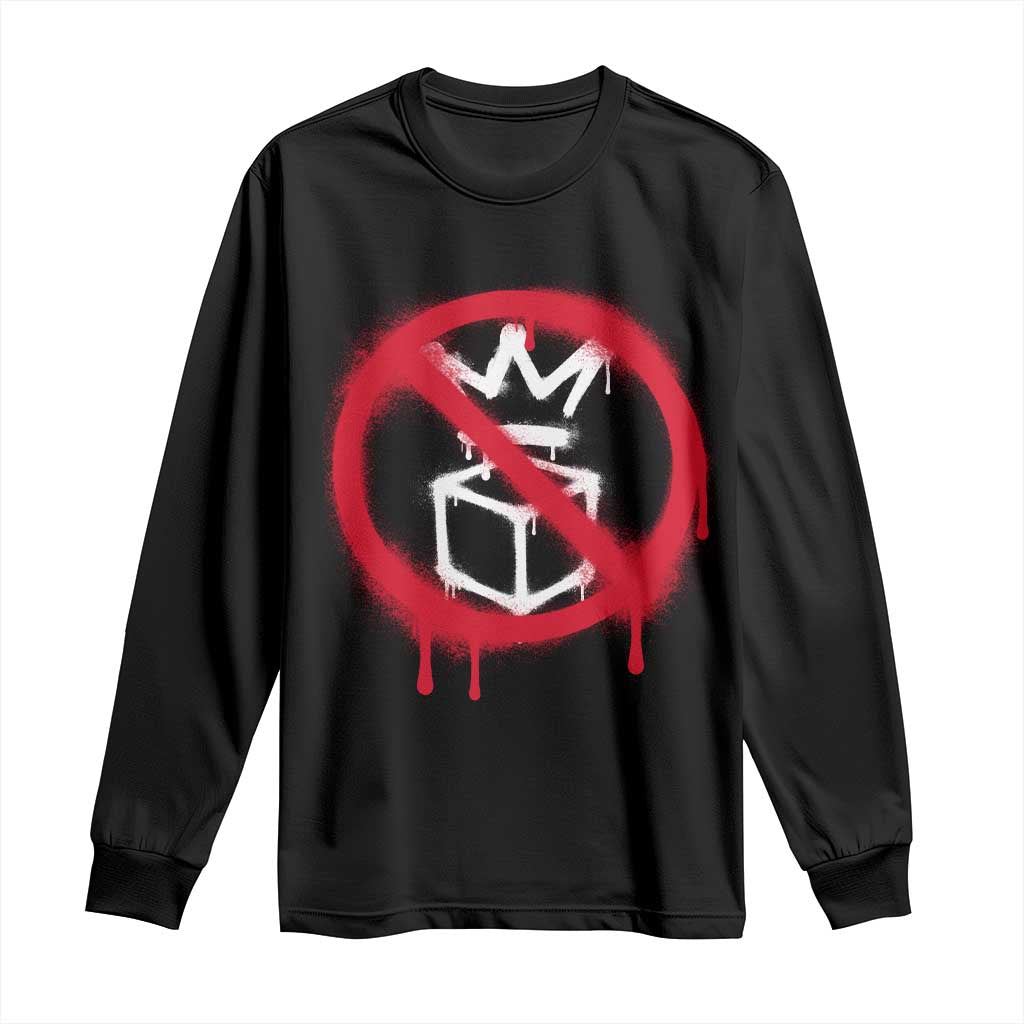 No Kings No Ice Protest Long Sleeve Shirt Vintage Political Stop Sign Graffiti Graphic TS11 Black Print Your Wear