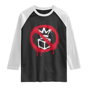 No Kings No Ice Protest Raglan Shirt Vintage Political Stop Sign Graffiti Graphic TS11 Black White Print Your Wear