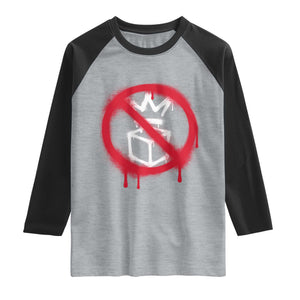 No Kings No Ice Protest Raglan Shirt Vintage Political Stop Sign Graffiti Graphic TS11 Heather Gray Black Print Your Wear