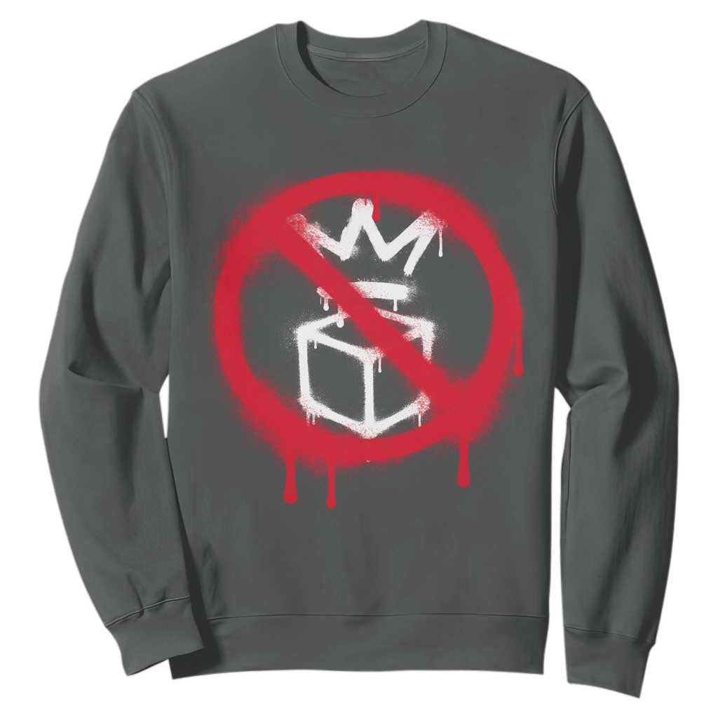 No Kings No Ice Protest Sweatshirt Vintage Political Stop Sign Graffiti Graphic TS11 Dark Heather Print Your Wear