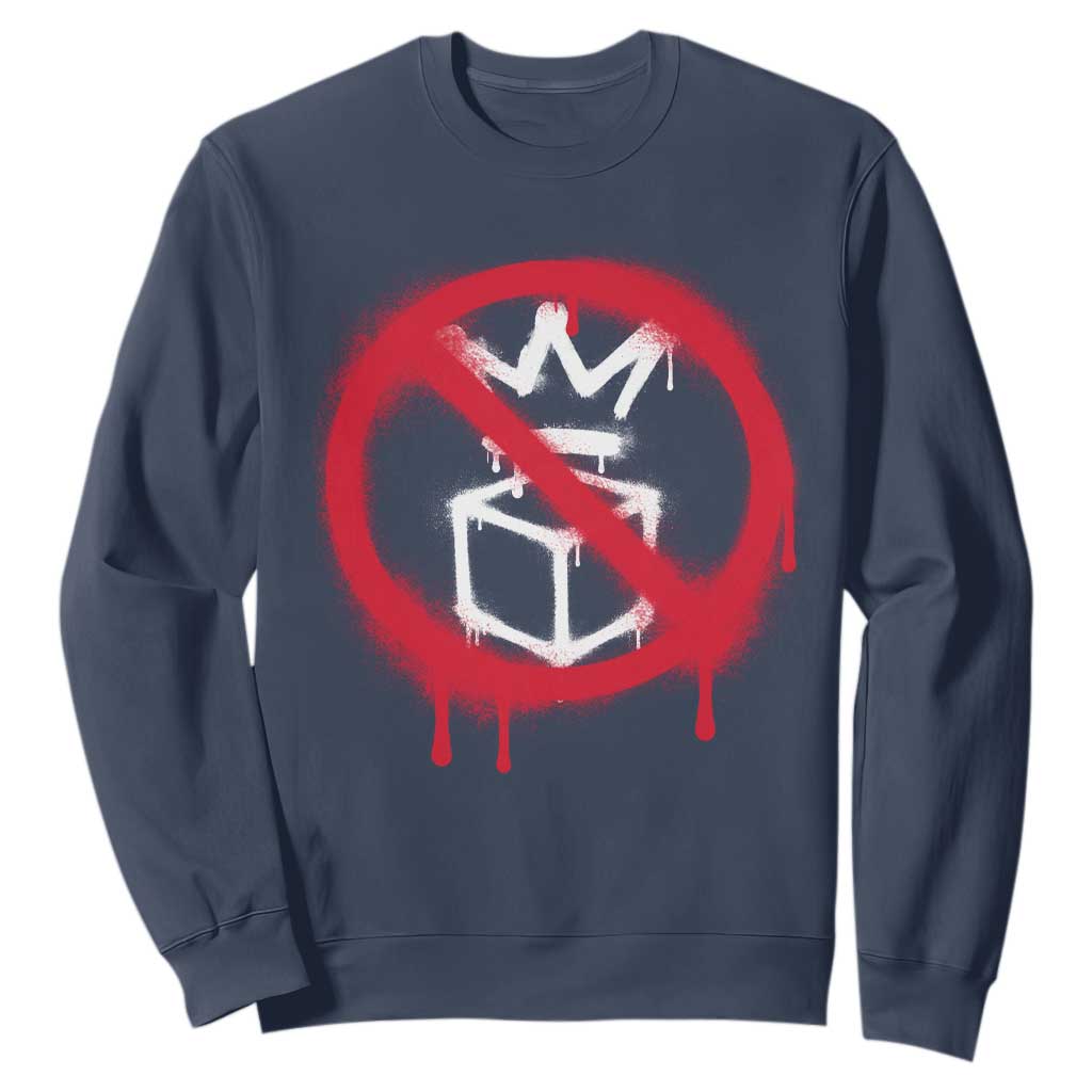 No Kings No Ice Protest Sweatshirt Vintage Political Stop Sign Graffiti Graphic TS11 Navy Print Your Wear