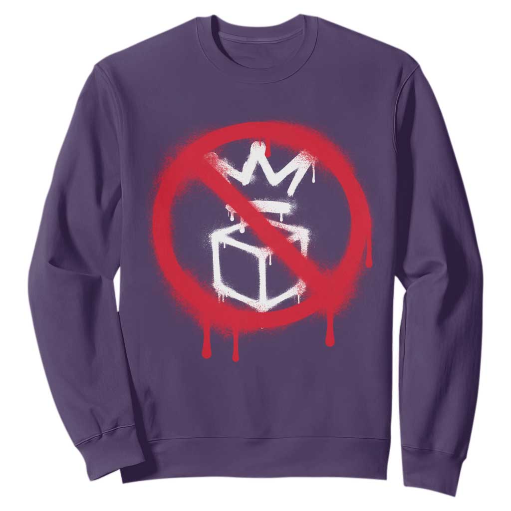 No Kings No Ice Protest Sweatshirt Vintage Political Stop Sign Graffiti Graphic TS11 Purple Print Your Wear